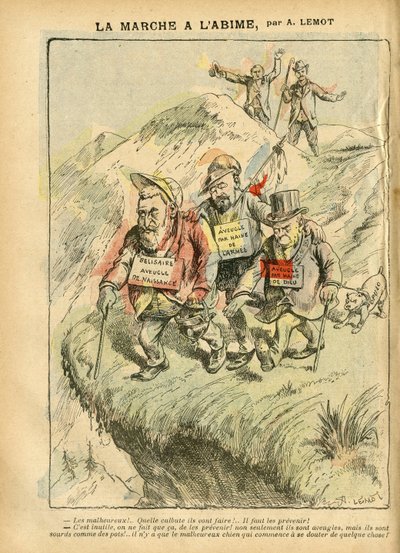Illustrasjon av Achille Lemot (1846-1909) i Le Pelerin, 08/09/07 - La marche à l