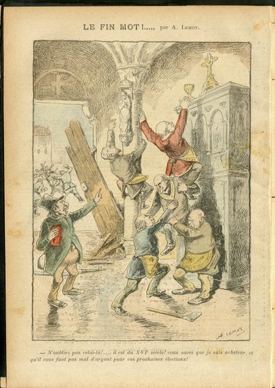 Illustrasjon av Achille Lemot (1846-1909) i Le Pelerin, 25/02/06 - Antisemittisme, Religion Tro, katolsk katolisisme - Separasjon av kirke og stat, inventar/reaksjoner på inventar - Jøde av Achille Lemot