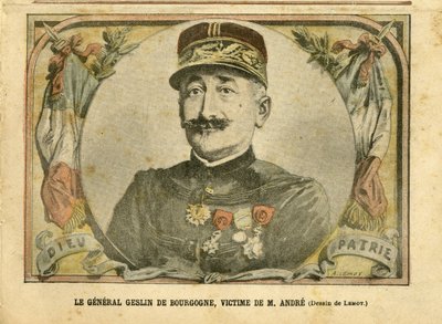 Illustrasjon av Achille Lemot (1846-1909) i Le Pelerin, 27/03/04 - General Geslin av Burgund. Andrew - Army, Case of the Cards - Andrew Louis, generalgeneraler, Julius Henry Geslin av Burgund (1812-1897) av Achille Lemot