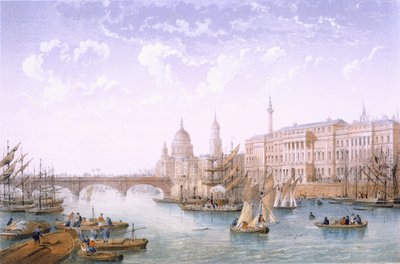 Custom House og London Bridge, 1862. av Achille-Louis Martinet