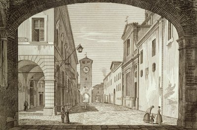 Utsikt over Castel Bolognese-plassen i Legation of Ravenna, gravert av Achille Parboni (1783-1841), Italia av Achille Parboni