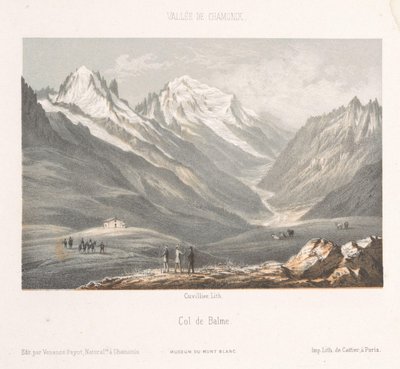 Utsikt over landsbyen Les Planards på veien til Montenvers Les Planaz, chemin du Montanvert (tittel på objekt) Memory of Chamonix-Mont-Blanc (serietittel) Museum du Mont Blanc (serietittel) av Ad. Cuvillier