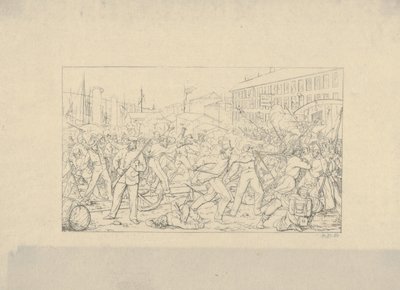 Slaget i Baltimore, 19. april 1861 fra Confederate War Etchings, 1861-63. av Adalbert John Volck