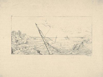 Steinblokkade utenfor Charleston, South Carolina fra Confederate War Etchings, 1861-63. av Adalbert John Volck