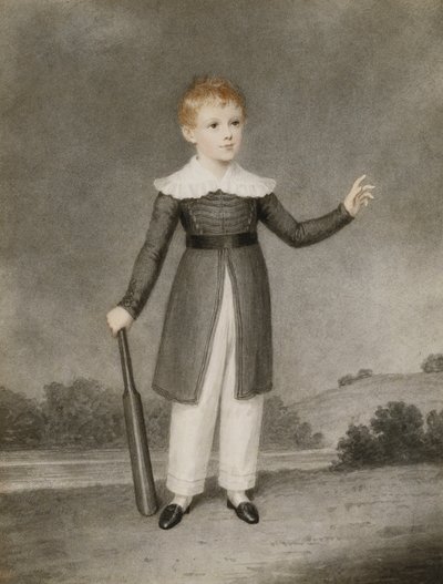 Portrett av Edward Currie som holder en cricketflaggermus, 1830 av Adam Buck