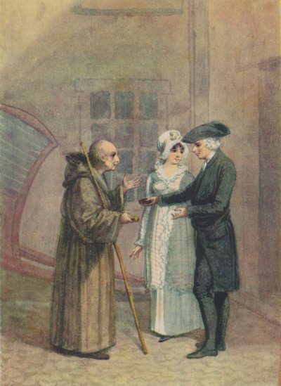 Yorik, munken og Madame L- i Inn Courtyard i Calais, ca 1760-tallet, 1942. av Adam Buck