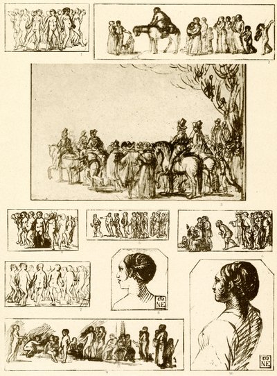 Runddanser, hodestudier og figurgrupper av Adam Elsheimer