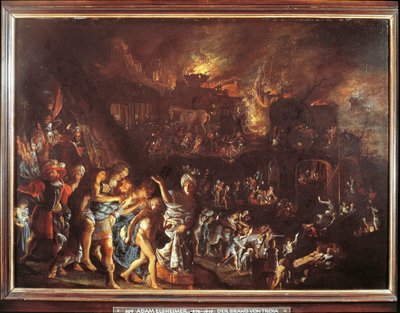 Brenningen av Troja, ca. 1604 (olje på kobber) av Adam Elsheimer