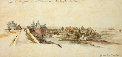 Utsikt over Porte Saint-Pierre i Lille av Adam Frans van der Meulen