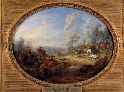 Kavalerisjokk Et slag under Ludvig XIVs styre. Maleri av Adam Van der Meulen (1632-1690) Søn. 0,2x0,27 m av Adam Frans van der Meulen