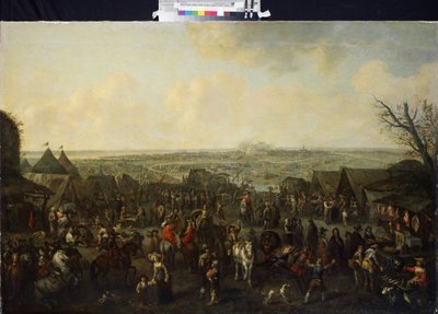 ""Beleiringen av en by" (Beleiringen av en by) Scene fra dagliglivet i en beleiret by. Maleri av Adam Frans van der Meulen (1632-1690) Eremitagemuseet St. Petersburg fra 1600-tallet av Adam Frans van der Meulen