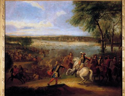 The Passage of the Rhine av Louis XIV (1638-1715) før Tolhuis 12/07/1672 Maleri av Adam Frans Van der Meulen (1632-1690) Søn. 0,6x0,7 m av Adam Frans van der Meulen