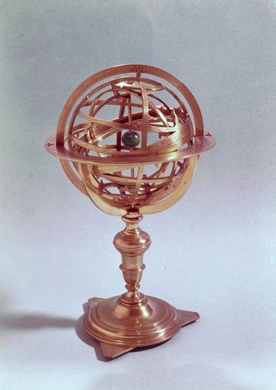 Armillarkule laget på det ptolemaiske systemet, Roma, 1648 (messing) (se også 75480) av Adam Heroldt