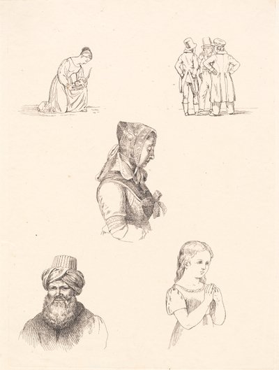 Prøveark med figurstudier av Adam Müller