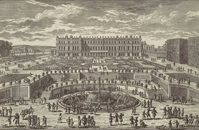 Utsikt over Versailles Utsikt over Versailles, hagefasade, 1680-tallet. av Adam Perelle