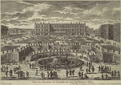 Utsikt over Versailles, hagefasade, 1680-tallet av Adam Perelle