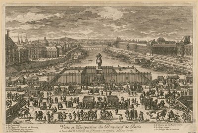 Utsikt over Pont Neuf i Paris, andre halvdel av 1600-tallet.. av Adam Perelle