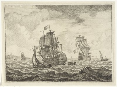 Seascape med to tre-mastere av Adam Silo