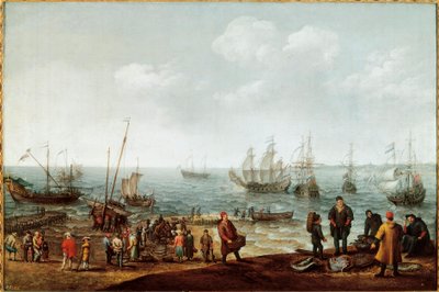 Strand med fiskere av Adam Willaerts