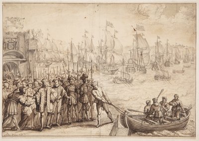 Christian II forlater København i 1523 av Adam Willaerts