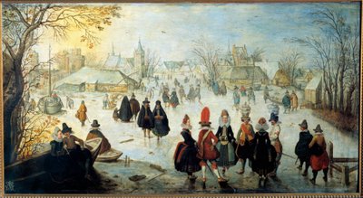 Les skaters Maleri av Adam Van Breen (1599-1665) 1600-tallet Søn. 0,35x0,65 m av Adam van Breen