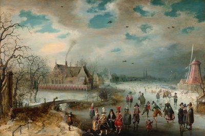 Skating på Frozen Amstel River av Adam van Breen