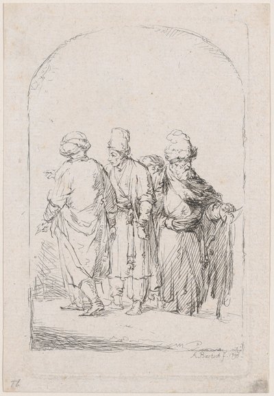 Gruppe på fire stående menn i orientalsk drakt, 1795. av Adam von Bartsch