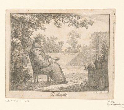 Portrett av Arnoldus a Sancta Clara med en bok i en hage P. Arnold (tittel på objekt) av Adam von Bartsch