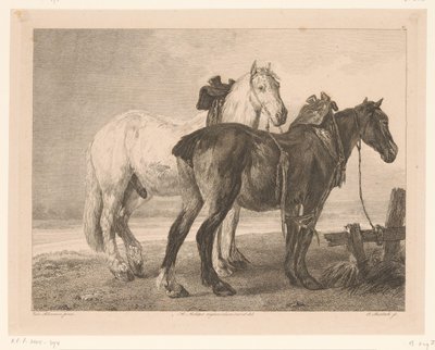 To hester i et elvelandskap Dyr etter malerier av nederlandske mestere (serietittel) Différens animaux graves d