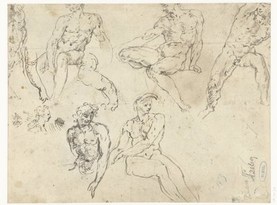 Studier av sittende nakne menn, Ignudi av Adamo Scultori