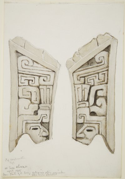 Arved steinrelieff fra Veracruz, Mexico (akvarell) av Adela Breton
