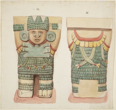Caryatid X, som viser front og bakside (akvarell) av Adela Breton