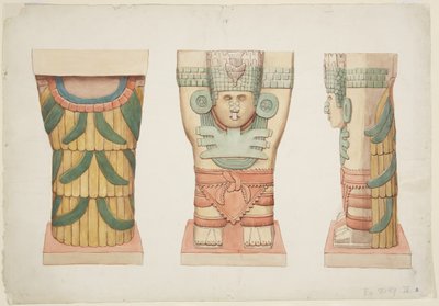 Karyatid fra ytre kammer, tempel A, ballbane, Chichen Itza (akvarell) av Adela Breton