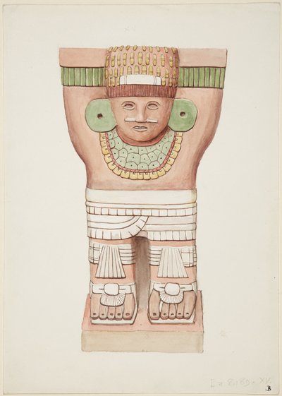 Karyatid fra ytre kammer, tempel A, ballbanetempel, Chichen Itza, Mexico av Adela Breton