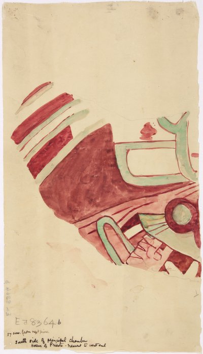Kopi av et fragment av et veggmaleri fra Teotihuacan, Mexico State av Adela Breton