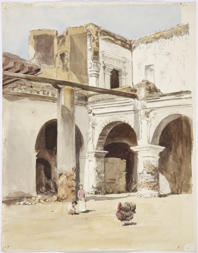 Ruin - gammelt hus i Chalchicomula, Publa State, Mexico (akvarell) av Adela Breton