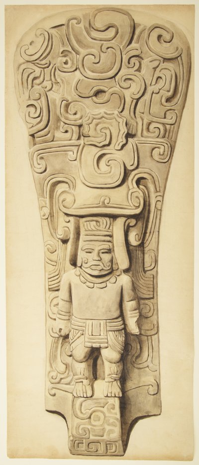 Steinrelieff fra Veracruz, Mexico (akvarell og grafitt) av Adela Breton