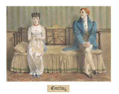 Courting, 1868 (wc og kroppsfarge over blyant på blyant) av Adelaide Claxton