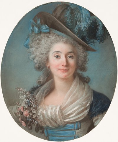En fasjonabel adelsdame med en plymet hatt av Adelaide Labille Guiard