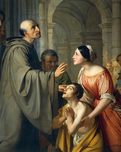 St Mauro Abbed gir syn til ung blind mann av Adeodato Malatesta or Malatesti