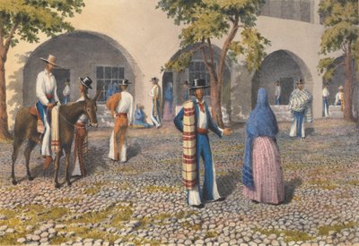 #39;Meksikanere, Plaza i Tepic [Mexico], 19.–13. august 1850#39; av Admiral Sir Edward Gennys Fanshawe