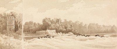 #39;Ødelagt tårn på stedet for den gamle byen i Panama, ødelagt av Morgan sjørøveren i 1670, mars 1850#39; av Admiral Sir Edward Gennys Fanshawe