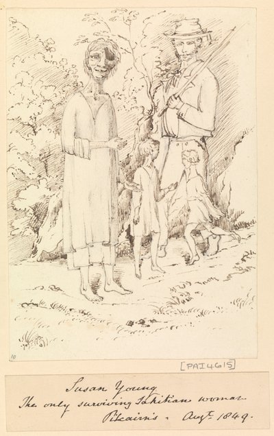 Susan Young, den eneste gjenlevende tahitiske kvinnen, Pitcairns [øy], august 1849 av Admiral Sir Edward Gennys Fanshawe