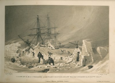 Mannskapet på HMS Terror fullfører snøveggene under kraftig kuling av Admiral William Henry Smyth