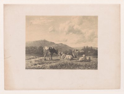 Landskap med storfe av Adolf Carel Nunnink