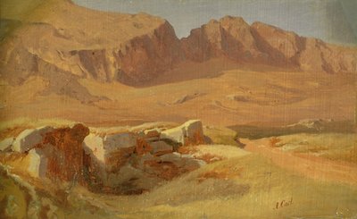 I Sabinefjellene (olje på papir montert på kort) av Adolf Carl
