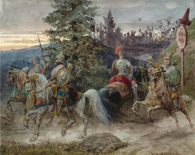 Veien til Chernomor. Illustrasjon til diktet Ruslan og Lyudmila av A. Pushkin av Adolf Charlemagne