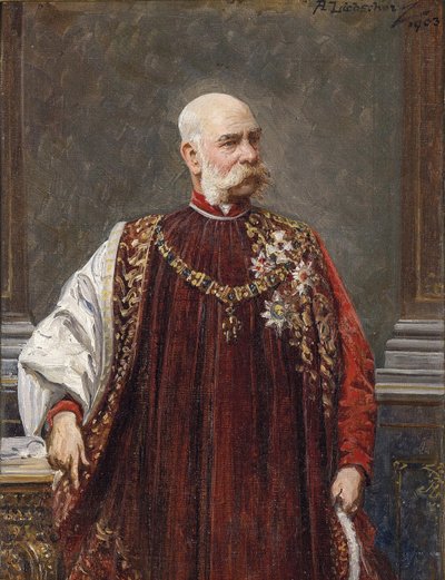 Portrett av Franz Joseph I av Østerrike som stormester i det gylne skinn, 1903 av Adolf Liebscher