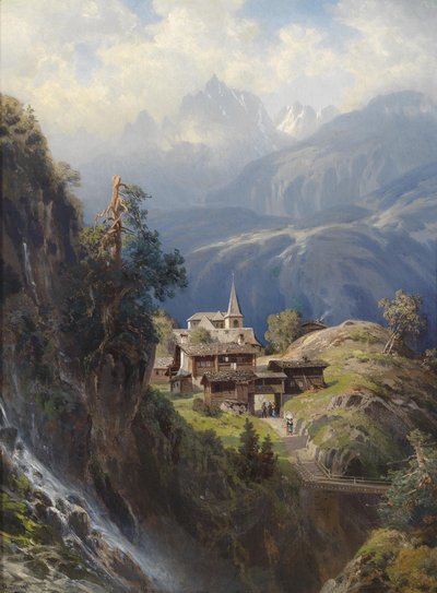 Landsby i Bernalpene av Adolf Mosengel
