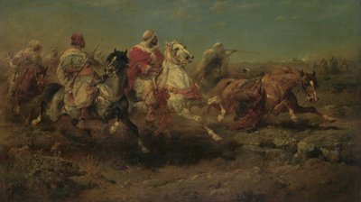The Attack (olje på lin) av Adolf Schreiyer